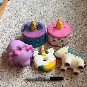 Colorful Unicorn and Dinosaur Squishy Toy Set